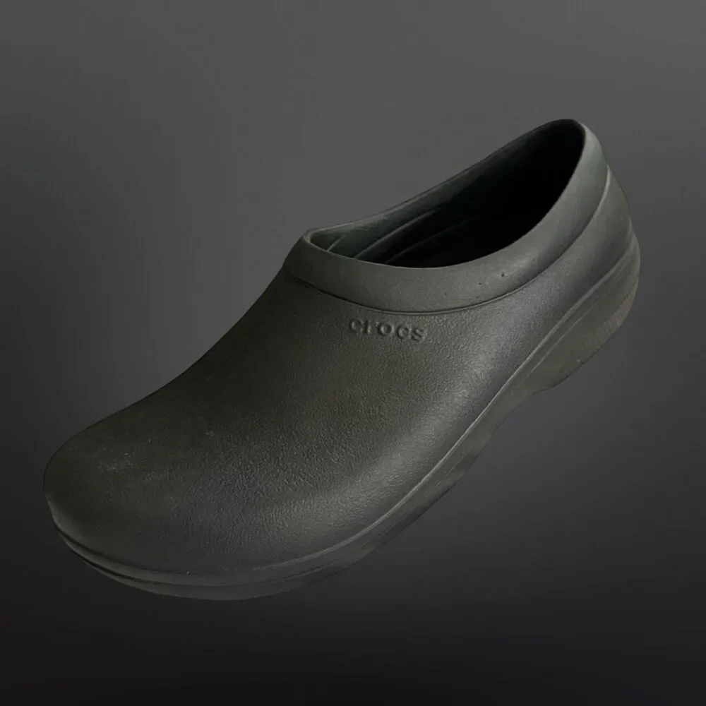Men’s Crocs On The Clock Solid Black Clogs Loafers Size 12